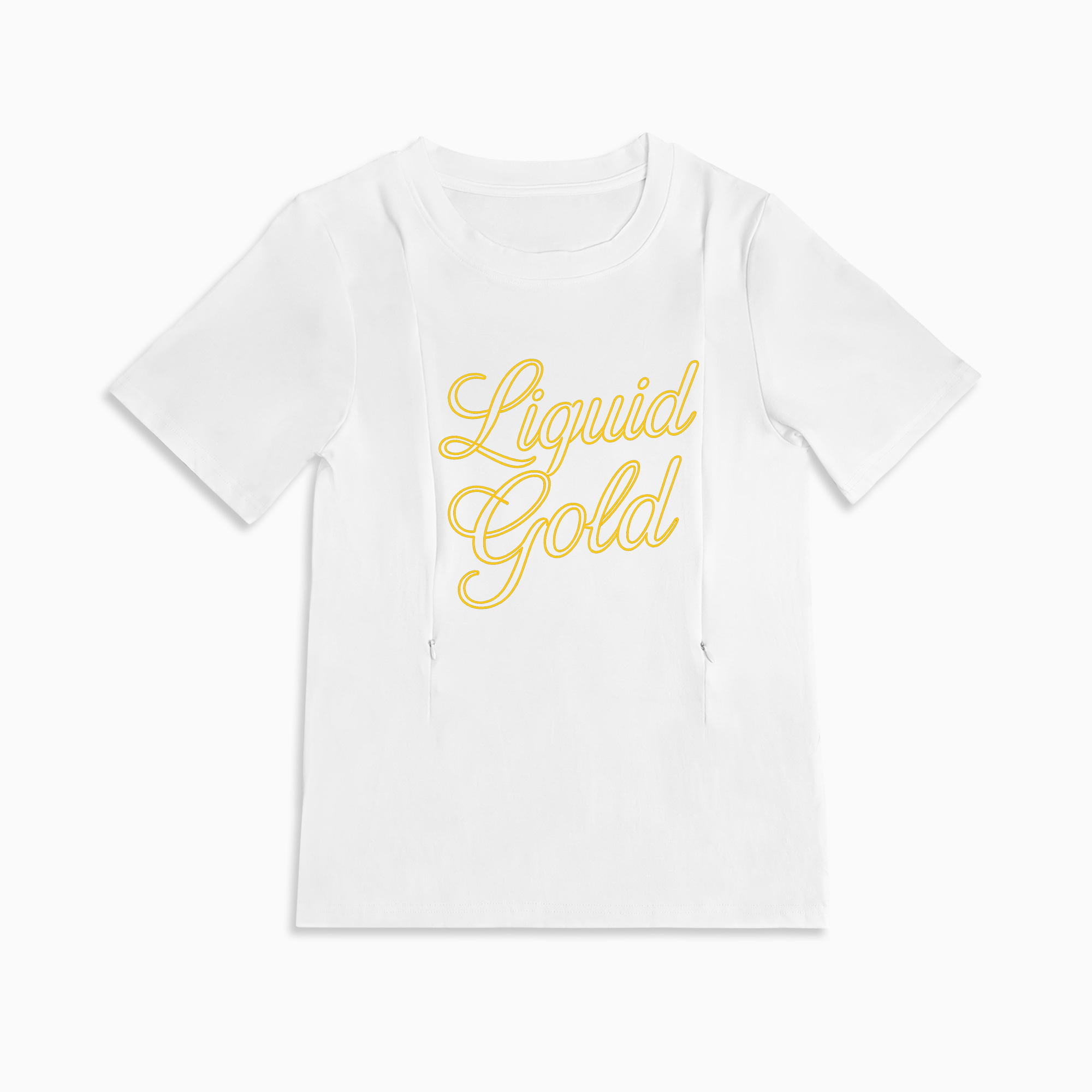 Easy Feed Nursing Tee | Liquid Gold Slogan | Discreet Side Zippers