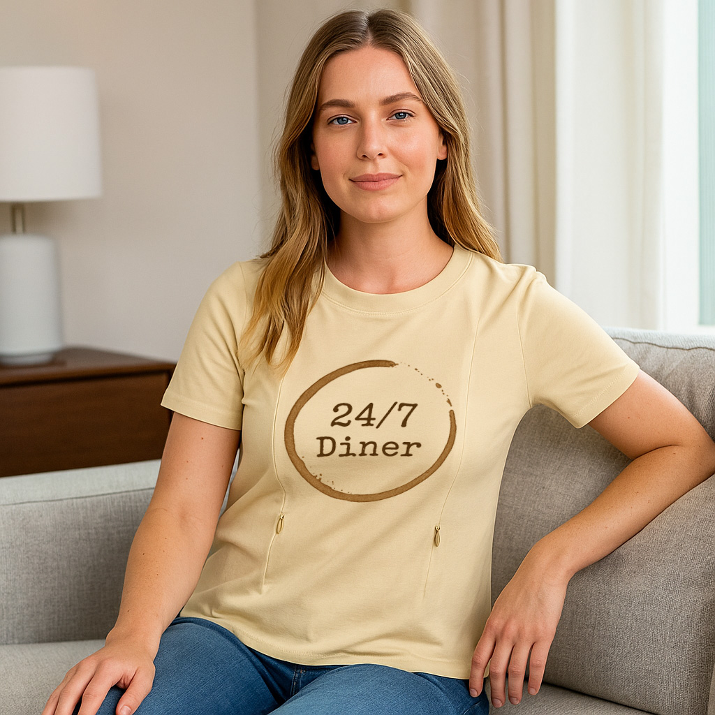 24/7 Diner Tee | The Perfect Zippered T-Shirt for Breas | totkeeps