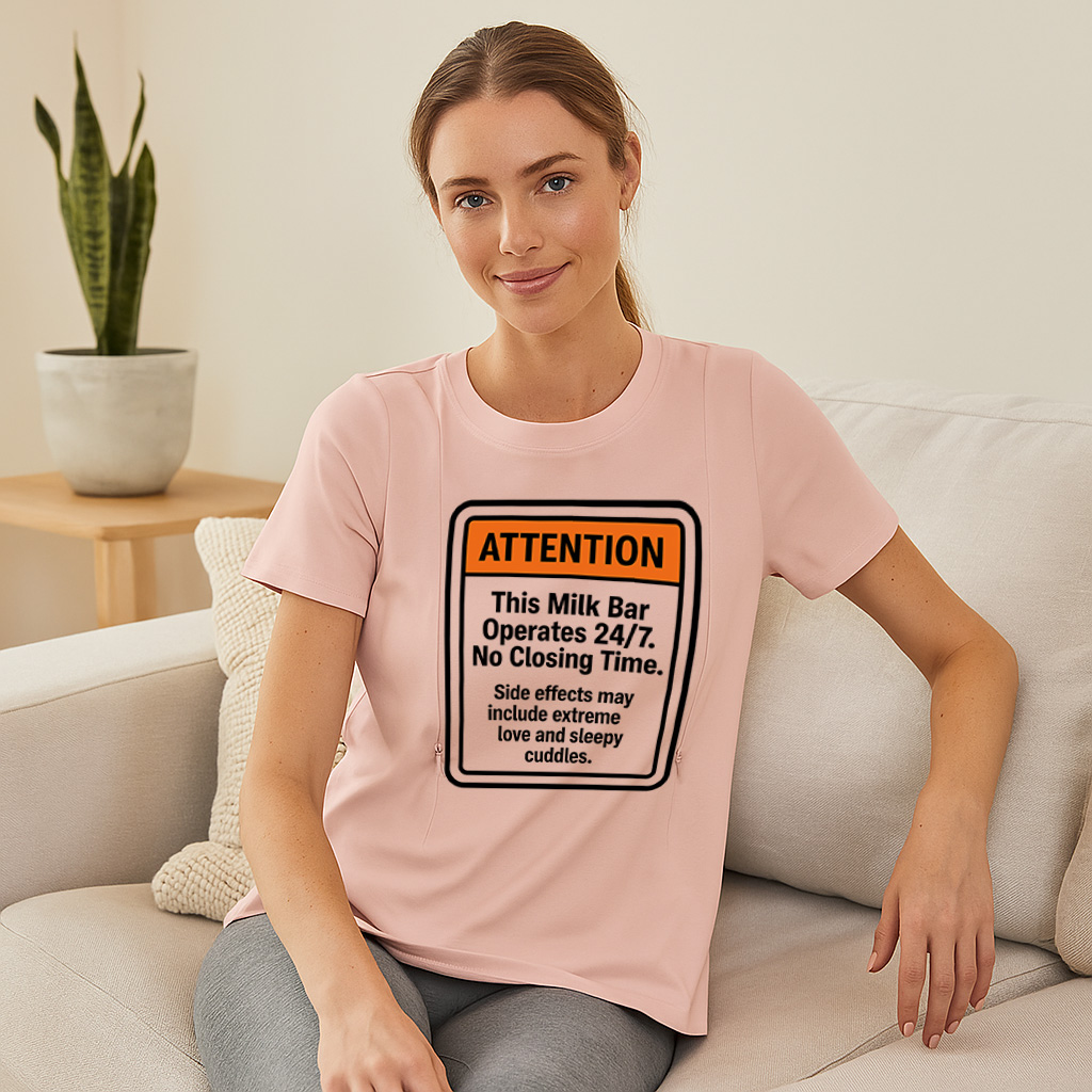 Cotton Breastfeeding Tee | 24/7 Milk Bar Slogan | Postp | brand