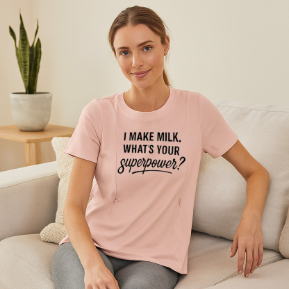 Postpartum Nursing Tee | "I Make Milk" Slogan | Easy Zi | brand