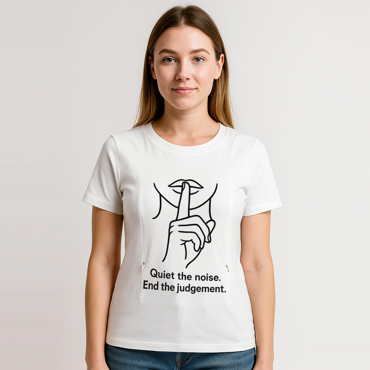 Comfortable Nursing Shirt with Zipper | "No Judgement Z | brand