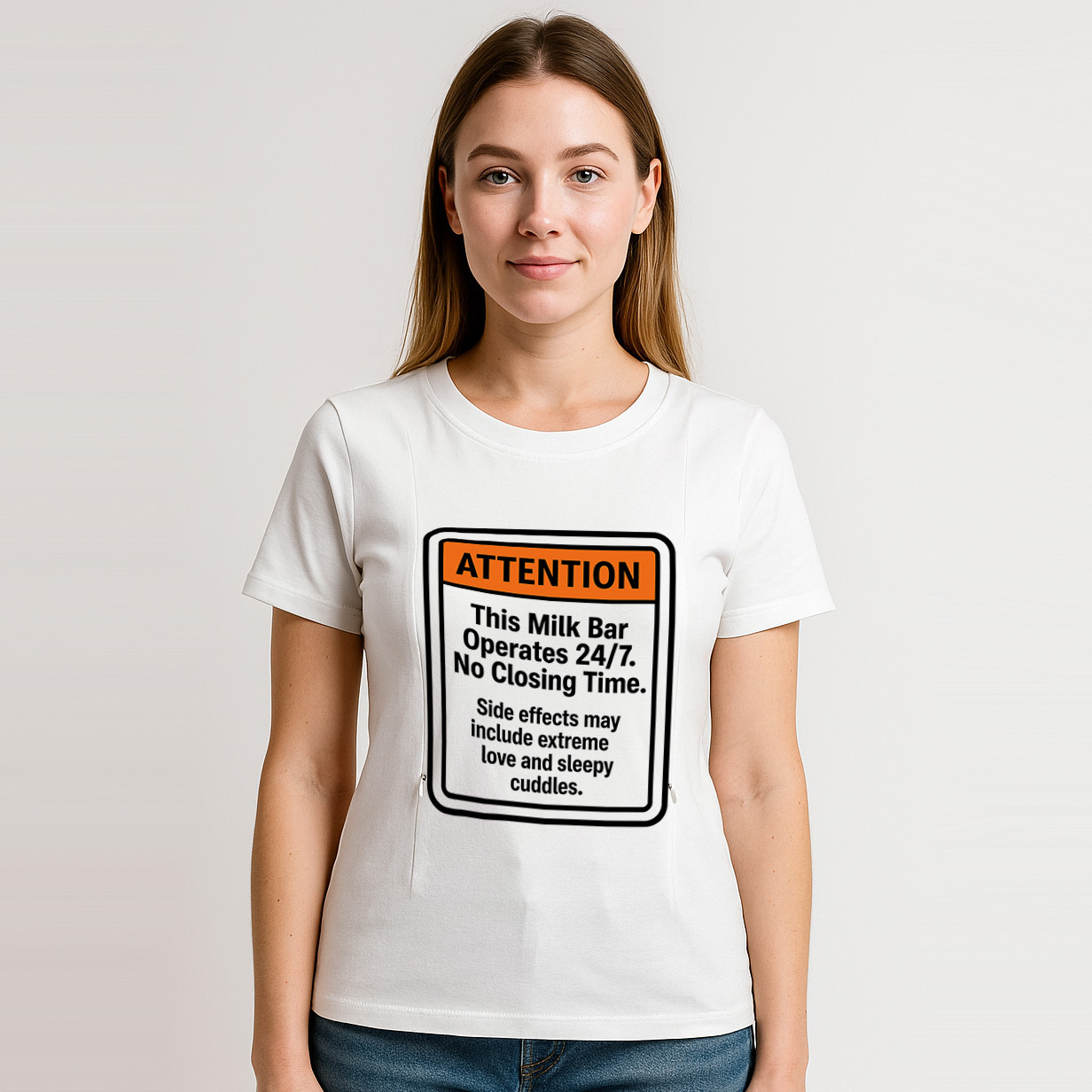 Cotton Breastfeeding Tee | 24/7 Milk Bar Slogan | Postp | brand