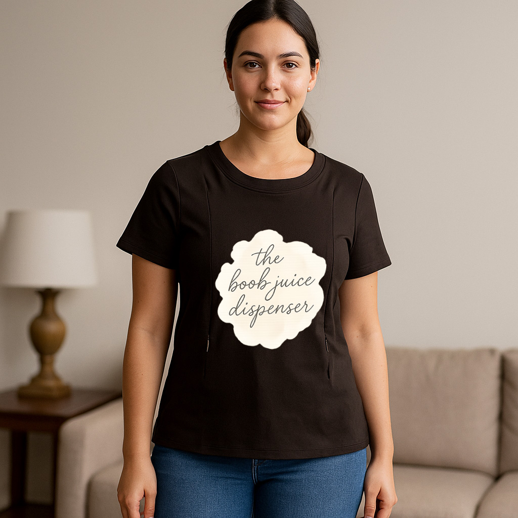 Cotton Breastfeeding Tee | Boob Juice Dispenser Slogan  | brand