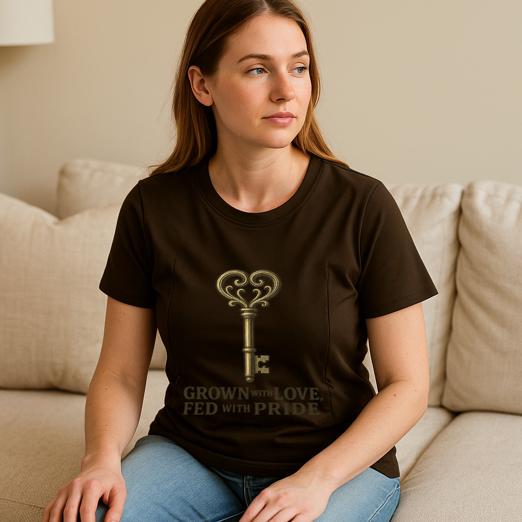 Comfortable Cotton Nursing Tee | "Grown with Love Fed w | brand