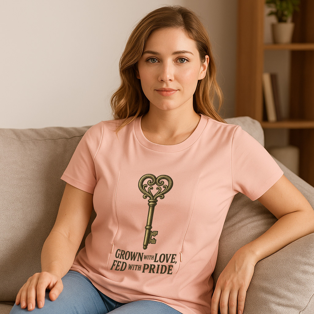 Comfortable Cotton Nursing Tee | "Grown with Love Fed w | brand