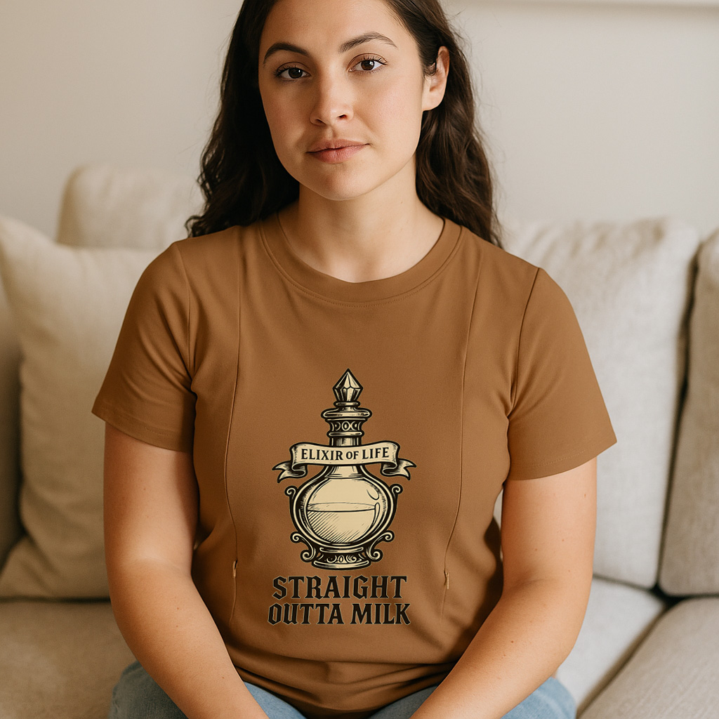 Breastfeeding Humor Tee | Straight Outta Milk with Easy | brand