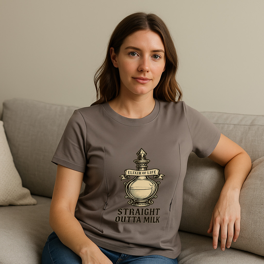 Breastfeeding Humor Tee | Straight Outta Milk with Easy | brand