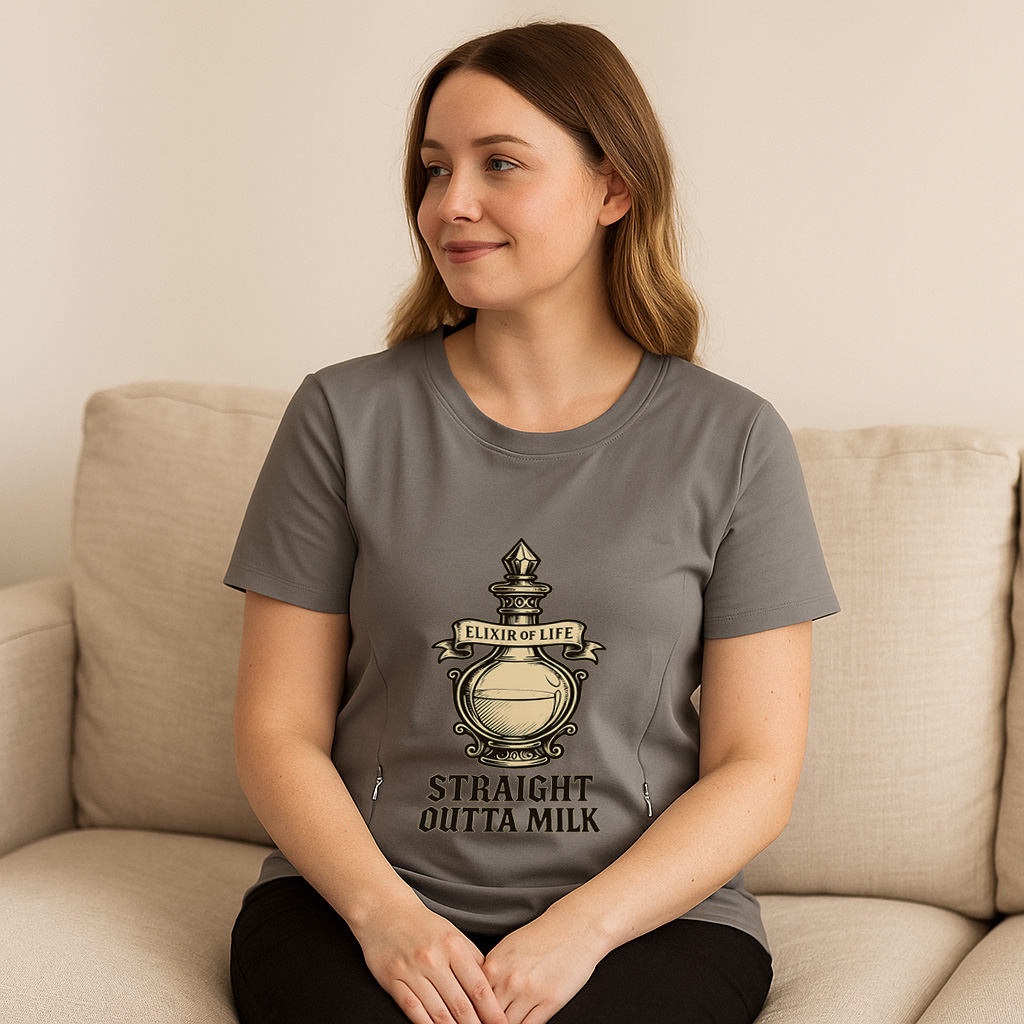 Breastfeeding Humor Tee | Straight Outta Milk with Easy | brand