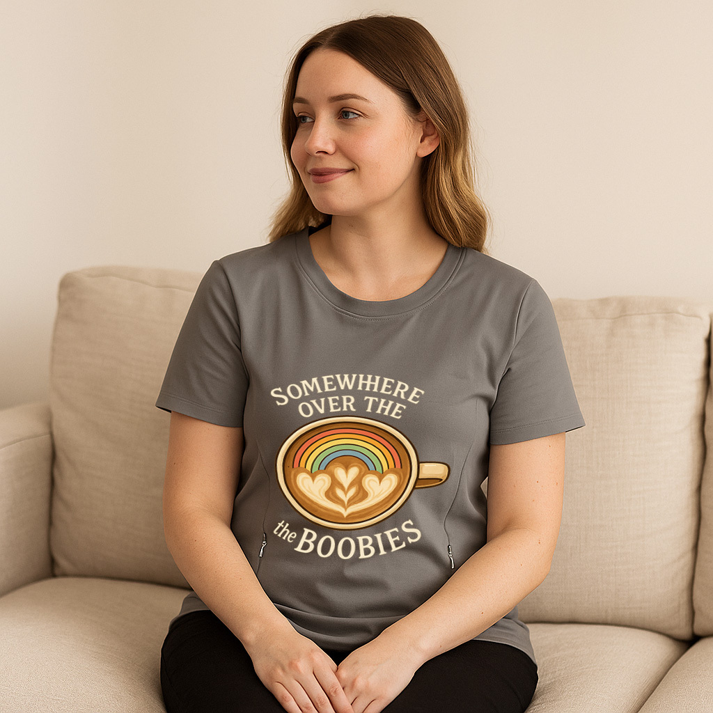 Easy Nursing Shirt w/ Zipper | "Somewhere Over the Boob | brand