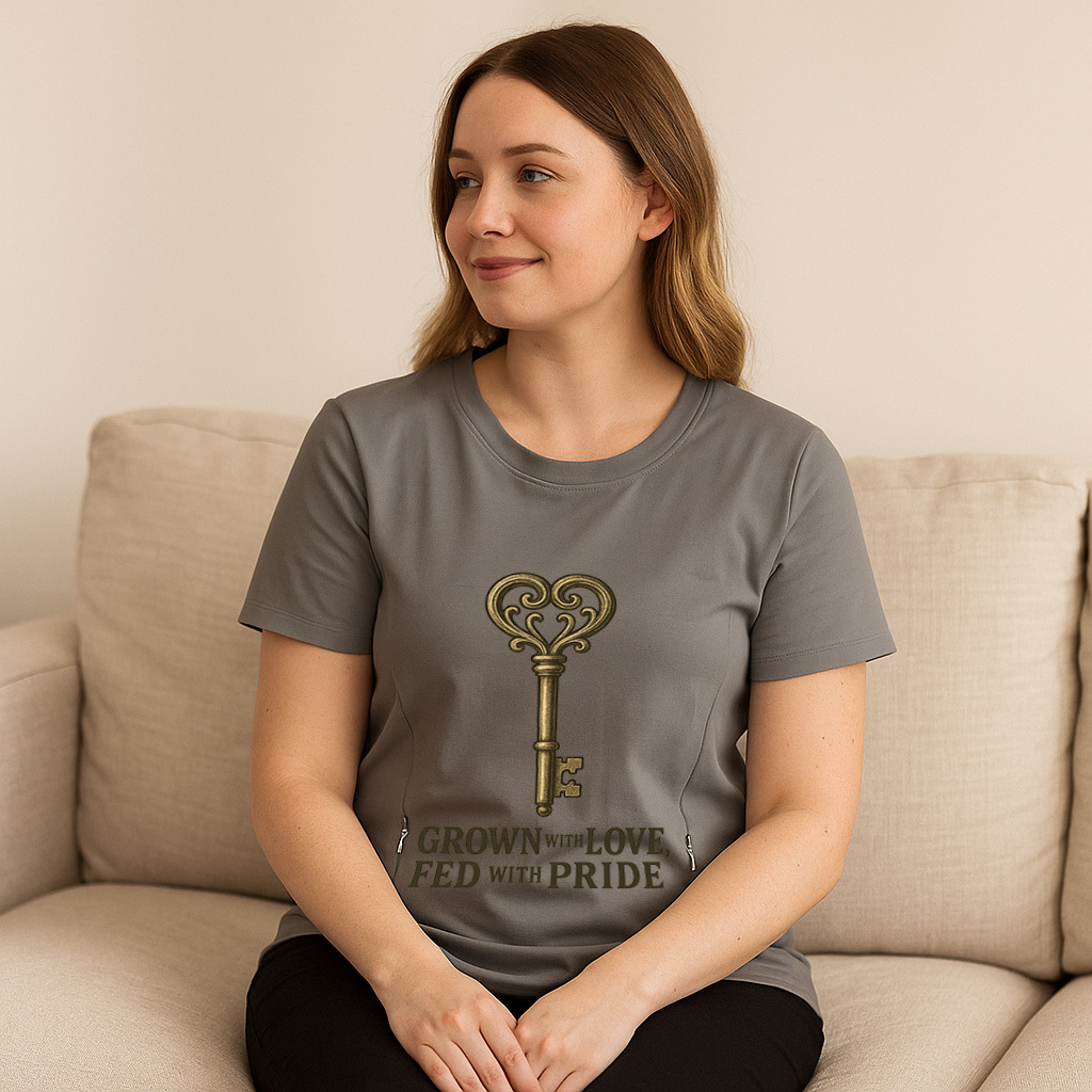 Comfortable Cotton Nursing Tee | "Grown with Love Fed w | brand