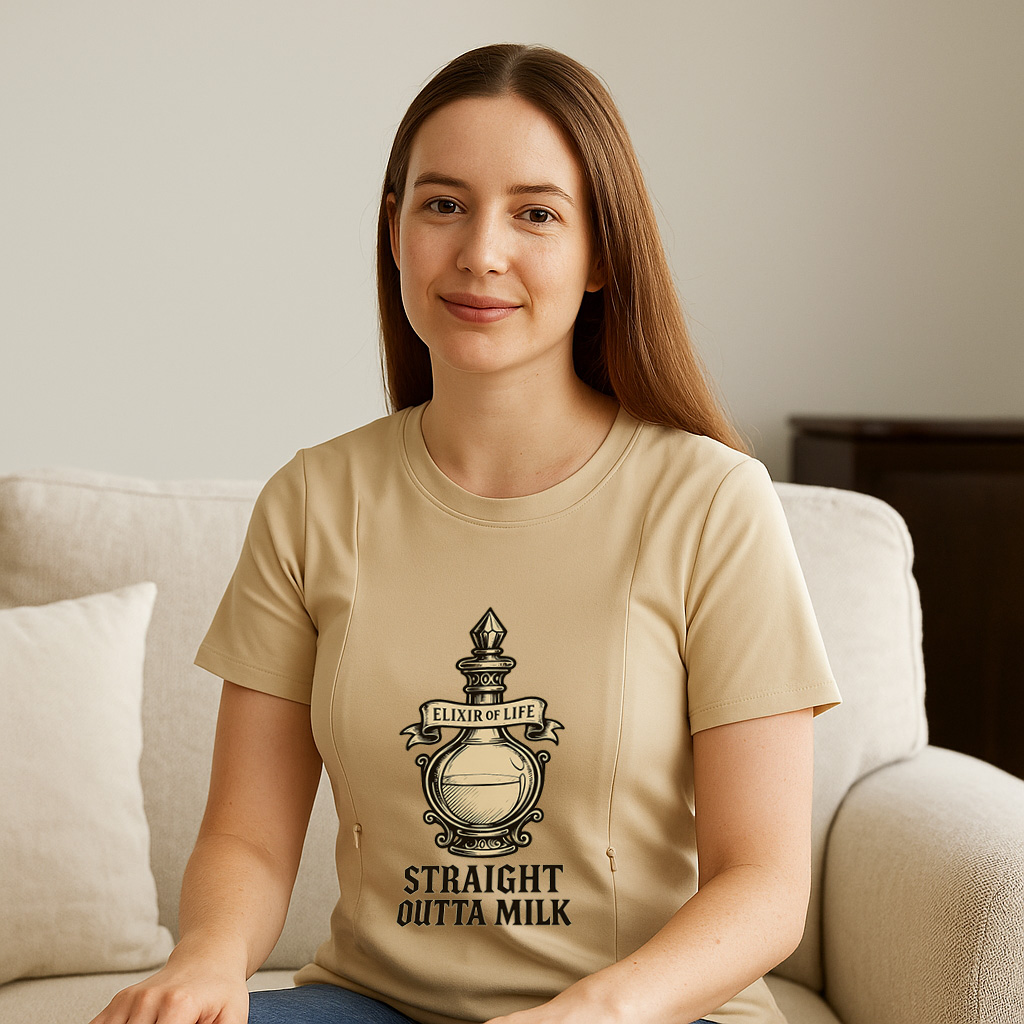 Breastfeeding Humor Tee | Straight Outta Milk with Easy | brand