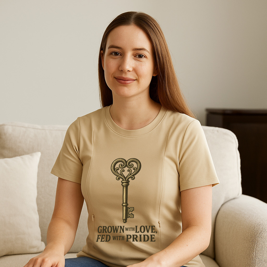 Comfortable Cotton Nursing Tee | "Grown with Love Fed w | brand