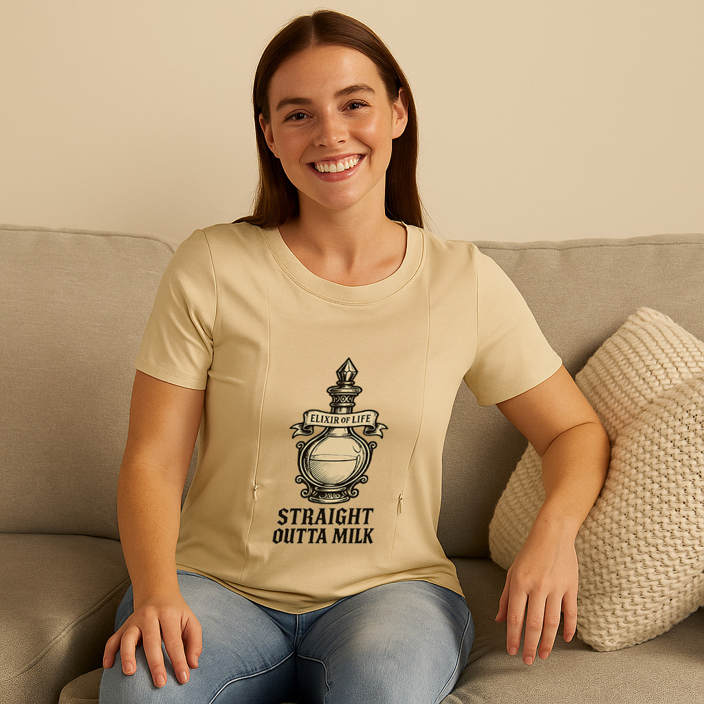 Breastfeeding Humor Tee | Straight Outta Milk with Easy | brand