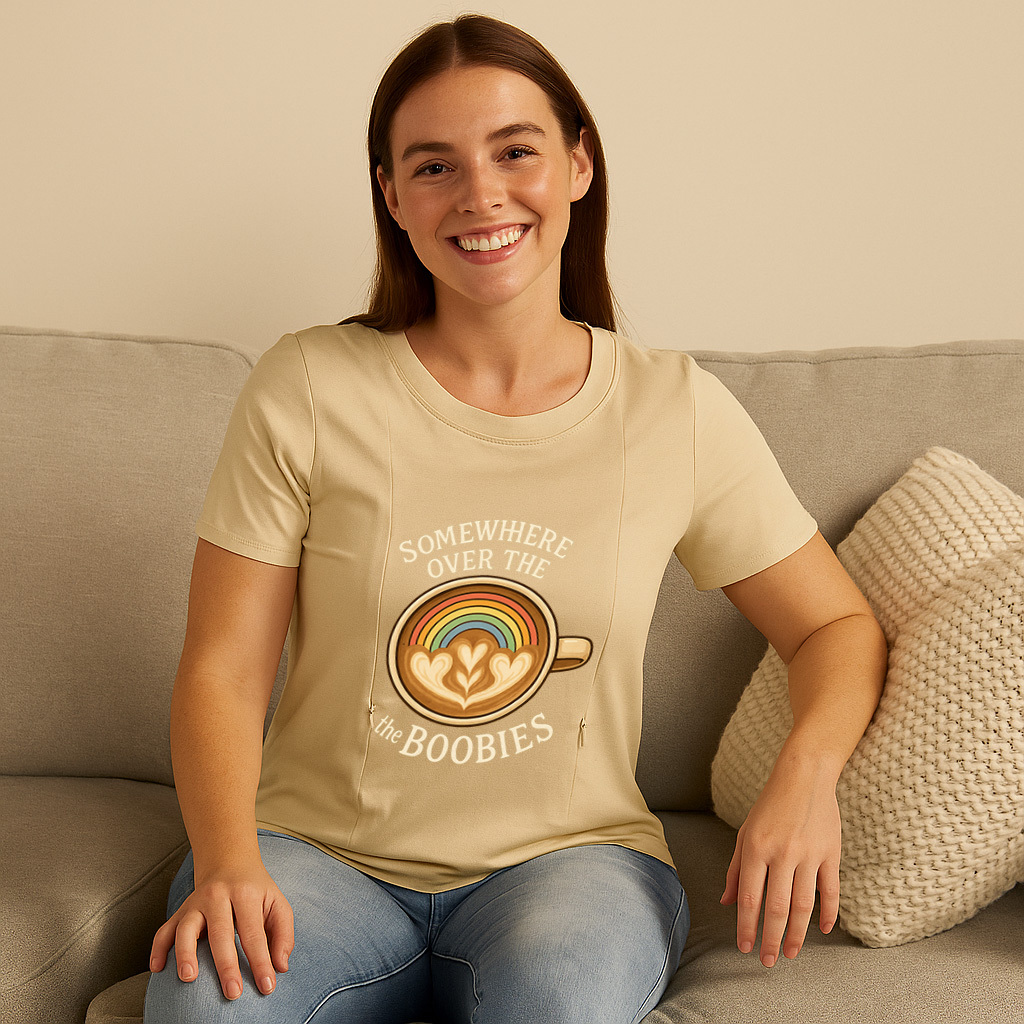 Easy Nursing Shirt w/ Zipper | "Somewhere Over the Boob | brand