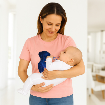 Comfortable Cotton Nursing Tee | "Love at First Sip" Slogan