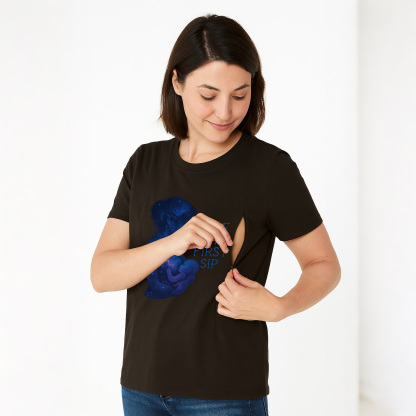 Comfortable Cotton Nursing Tee | "Love at First Sip" Slogan