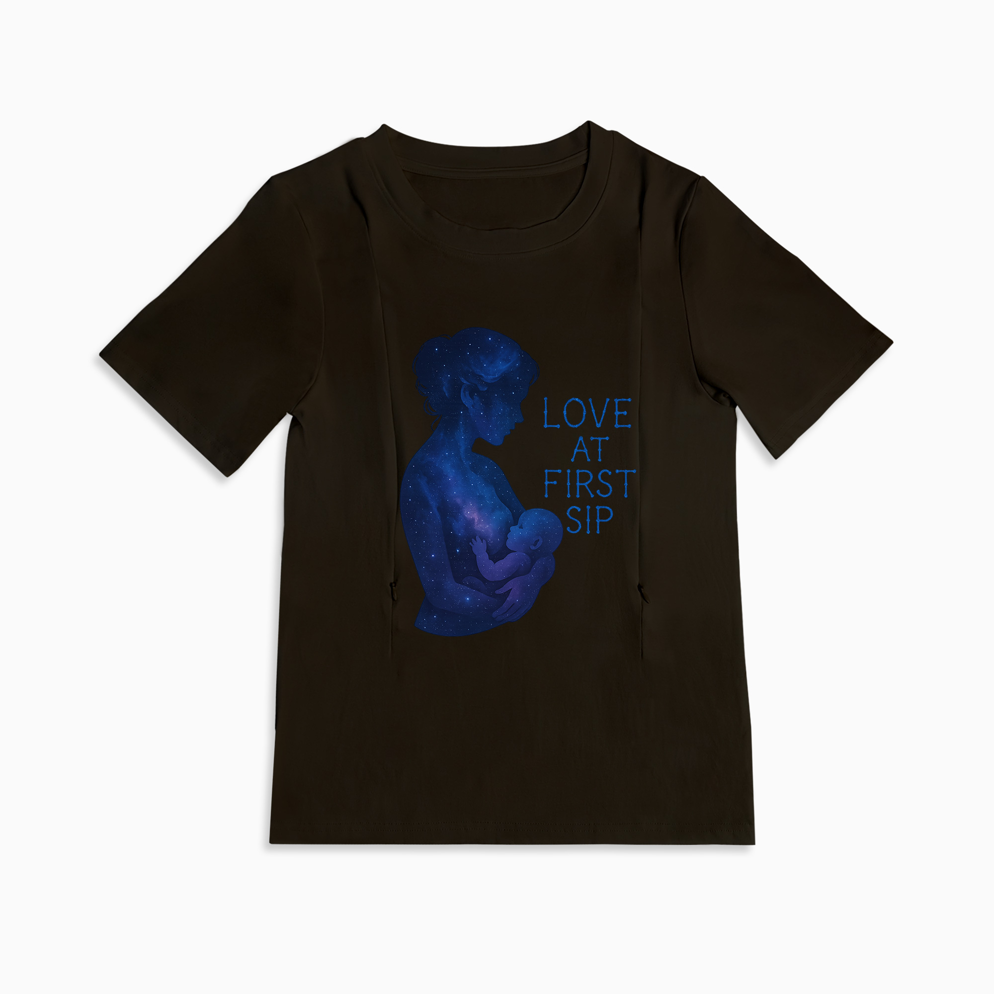 Comfortable Cotton Nursing Tee | "Love at First Sip" Slogan