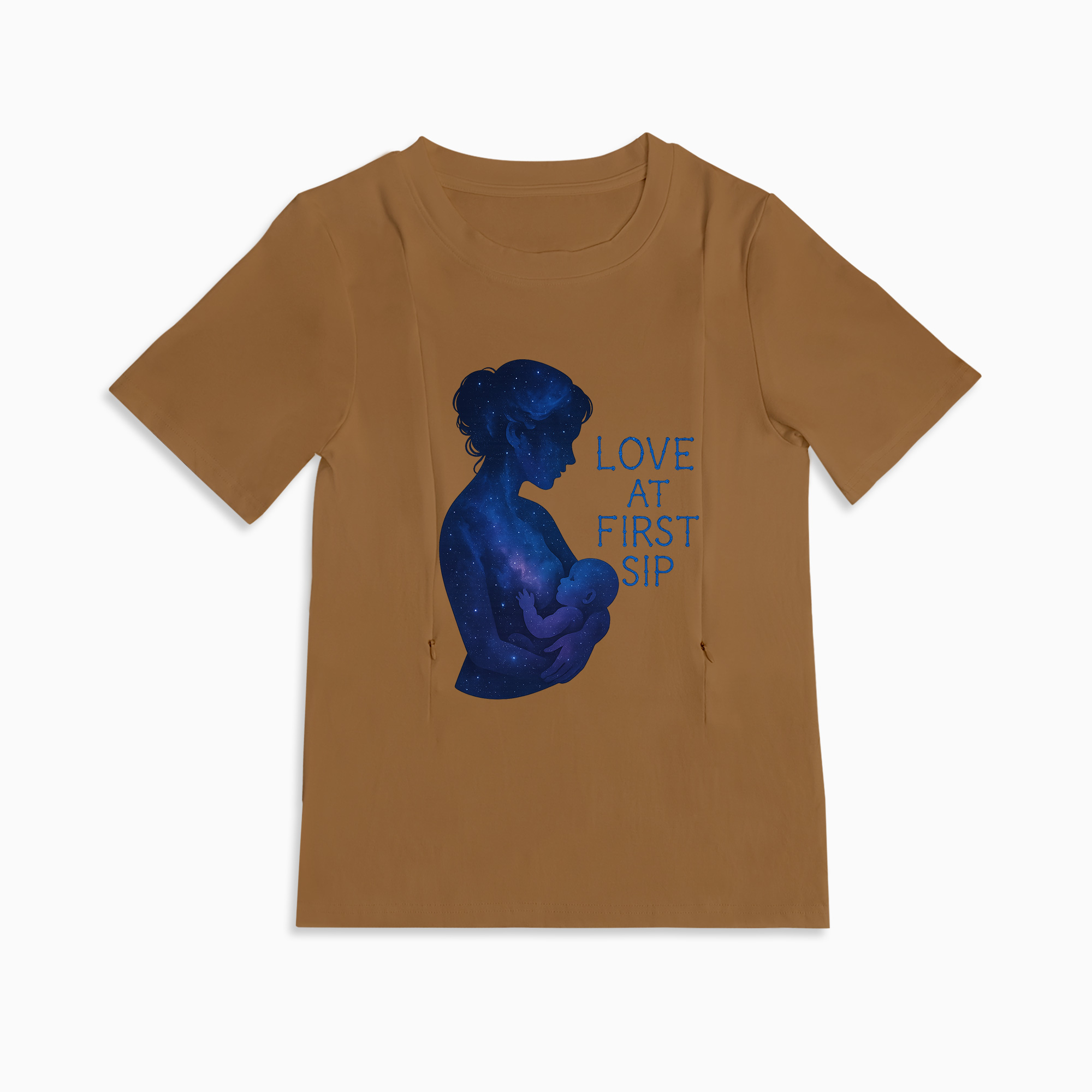 Comfortable Cotton Nursing Tee | "Love at First Sip" Slogan