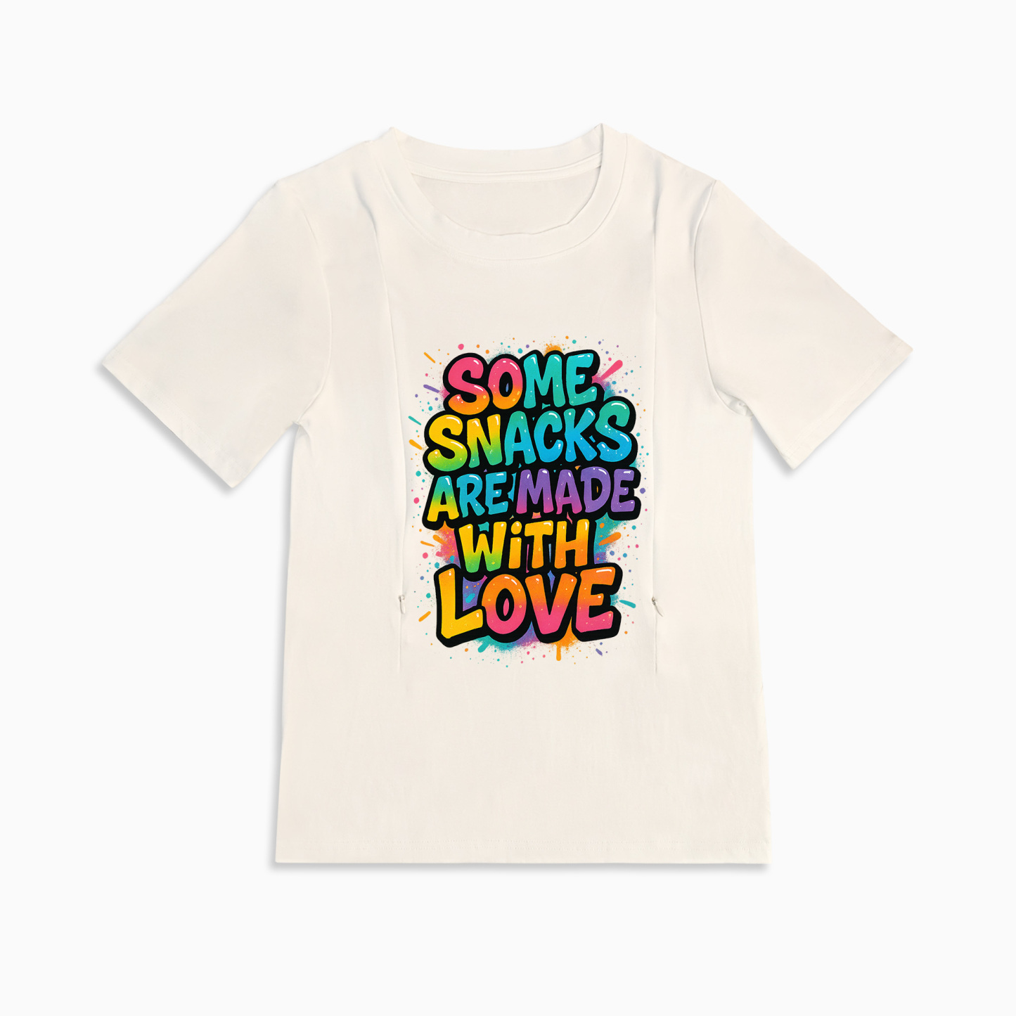 Playful Nursing T-Shirt | Easy Side Zipper Access | "Snacks Made with Love"