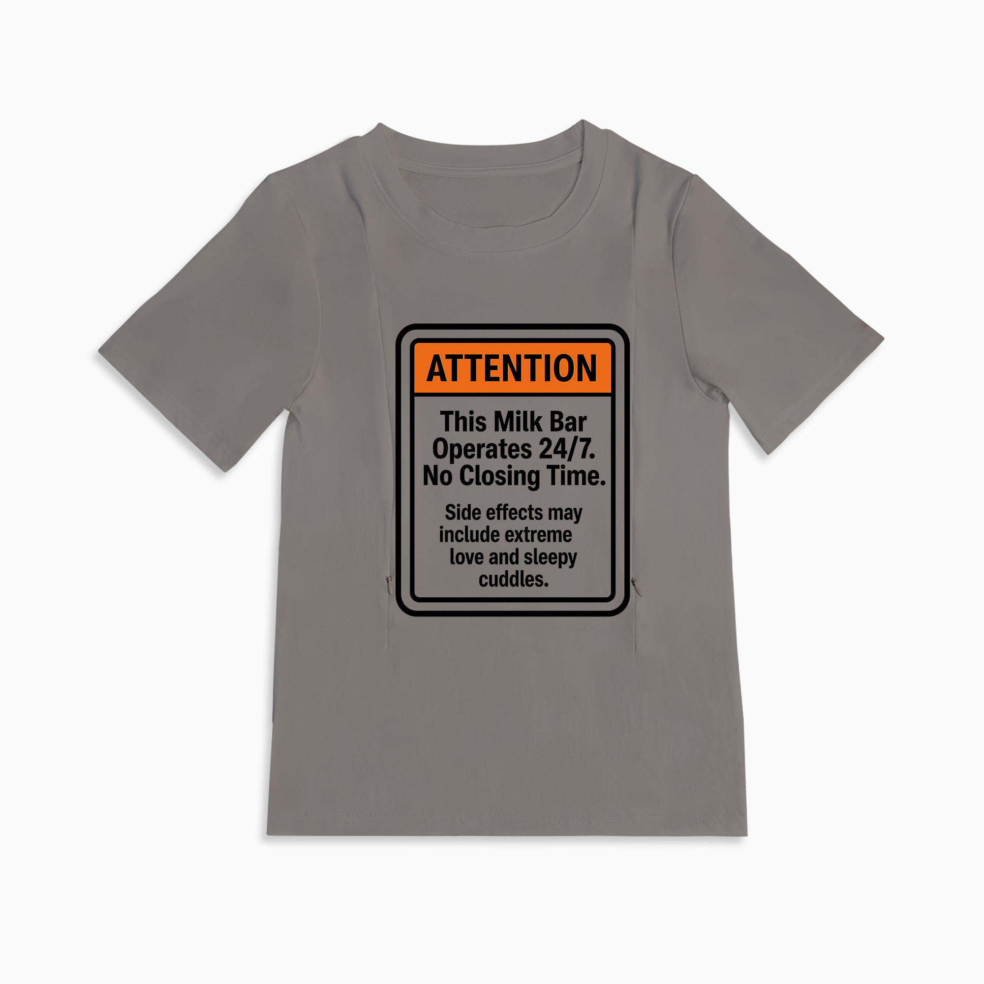 Cotton Breastfeeding Tee | 24/7 Milk Bar Slogan | Postpartum Wear