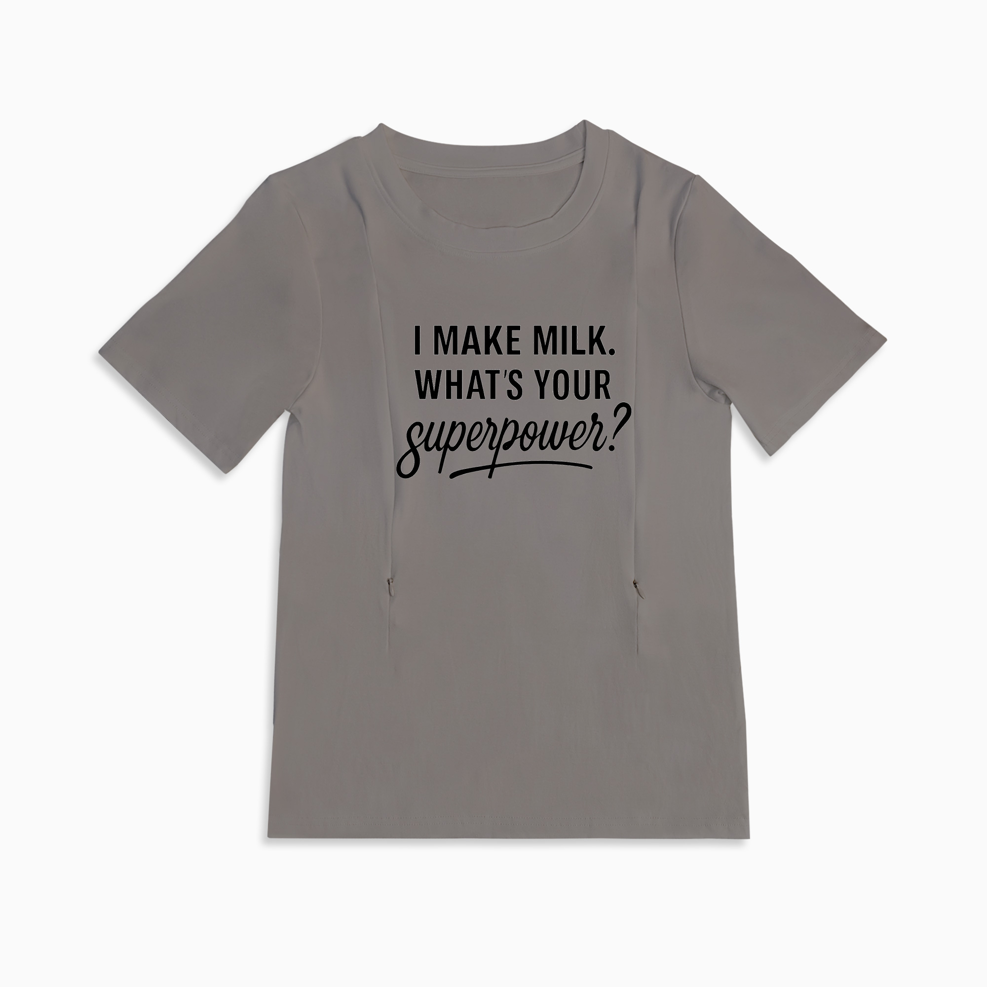 Postpartum Nursing Tee | "I Make Milk" Slogan | Easy Zipper Top