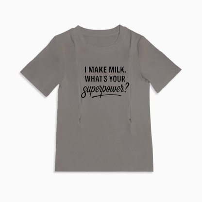 Postpartum Nursing Tee | "I Make Milk" Slogan | Easy Zipper Top