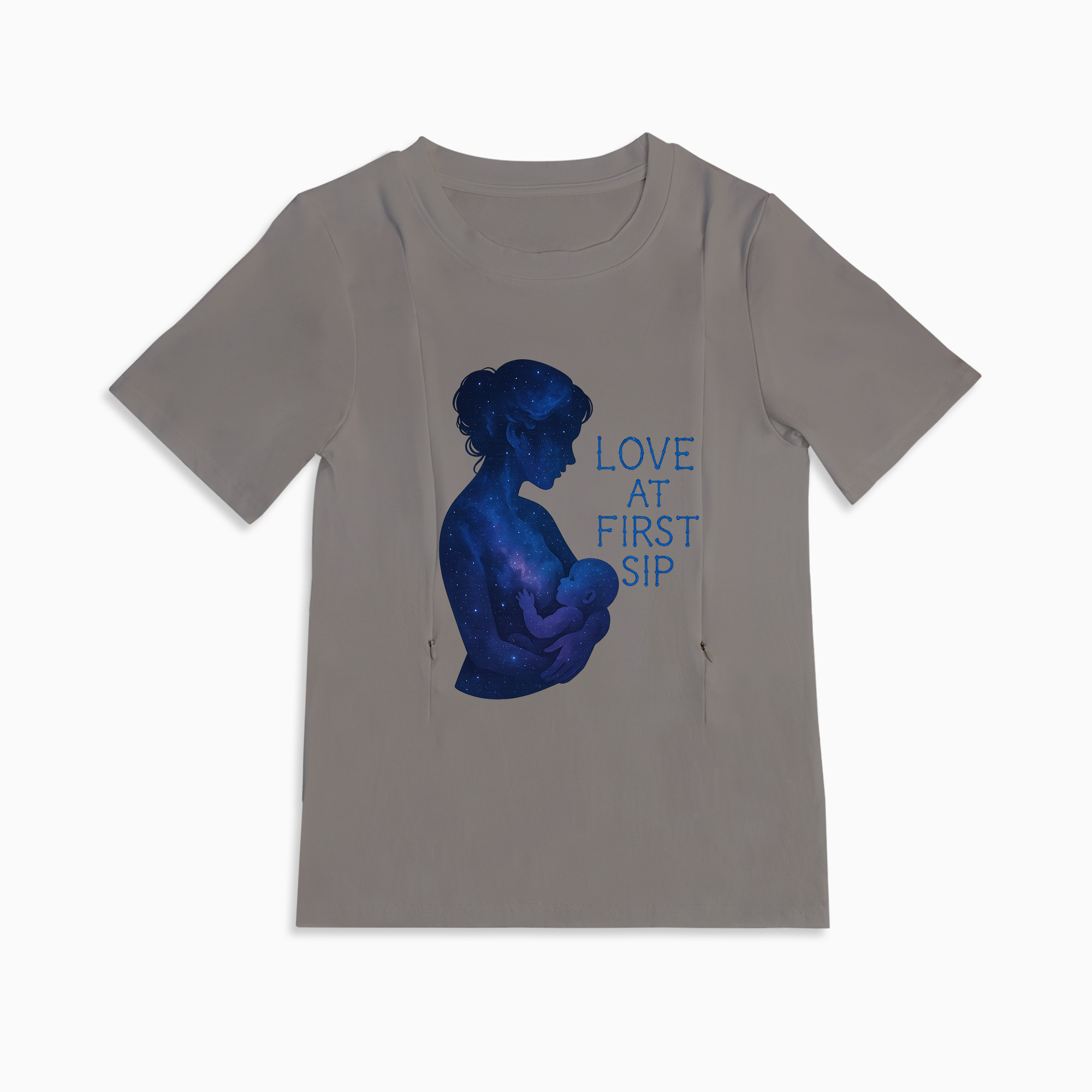 Comfortable Cotton Nursing Tee | "Love at First Sip" Slogan