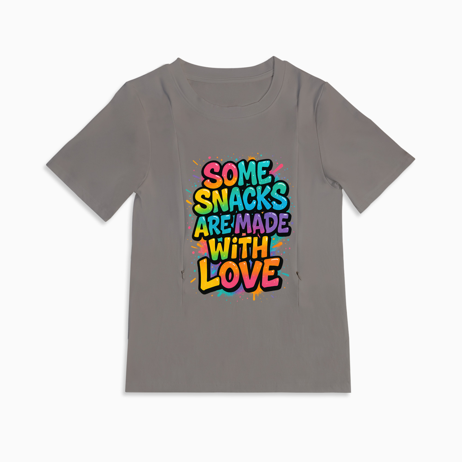 Playful Nursing T-Shirt | Easy Side Zipper Access | "Snacks Made with Love"