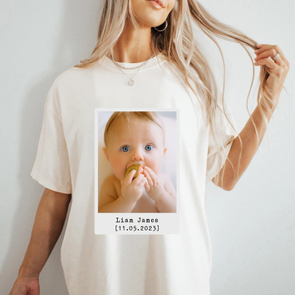 Family Matching Custom Polaroid Baby Photo & Name T-Shirt
