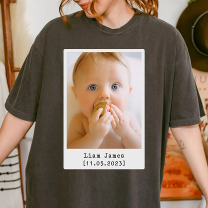 Family Matching Custom Polaroid Baby Photo & Name T-Shirt