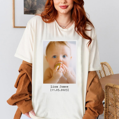 Family Matching Custom Polaroid Baby Photo & Name T-Shirt