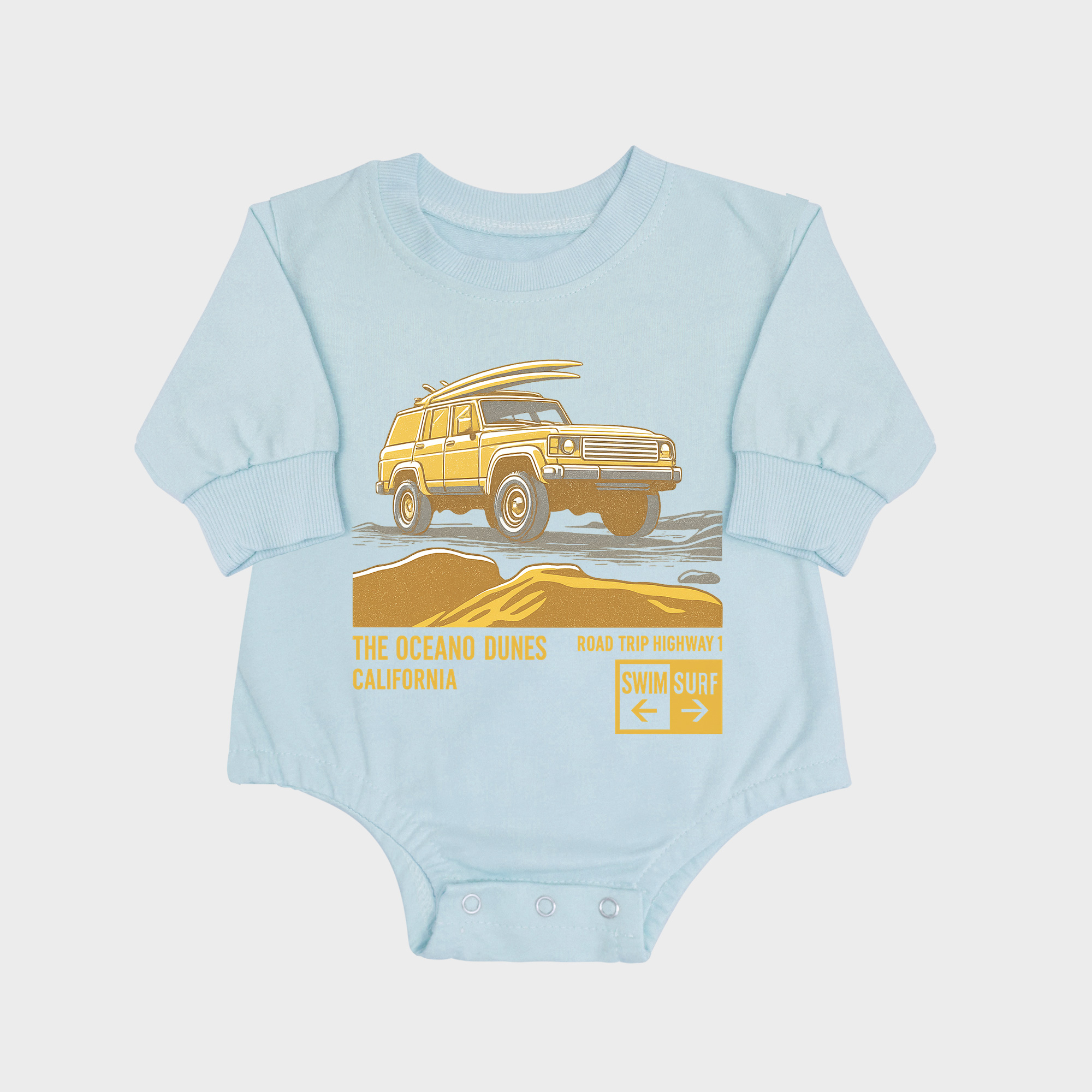 Beach Long-sleeved Triangle Onesies Aqua baby romper