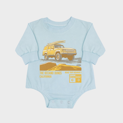 Beach Long-sleeved Triangle Onesies Aqua baby romper