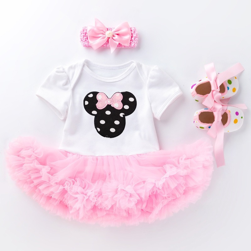 3pcs Baby Girl Tutu Dresses Set With Shoes