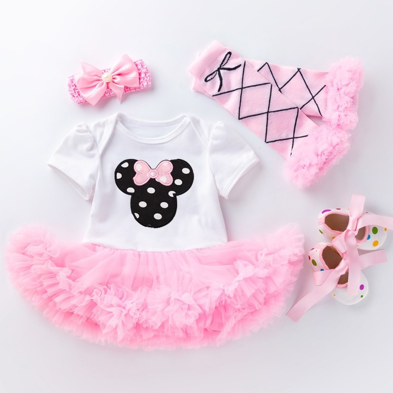 4pcs Baby Girl Tutu Dresses Set With Leg Warmers
