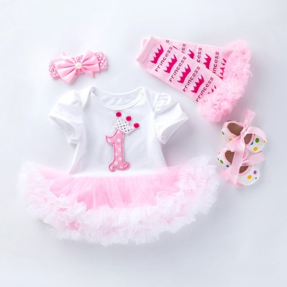 4pcs Baby Girl Tutu Dresses Set With Leg Warmers
