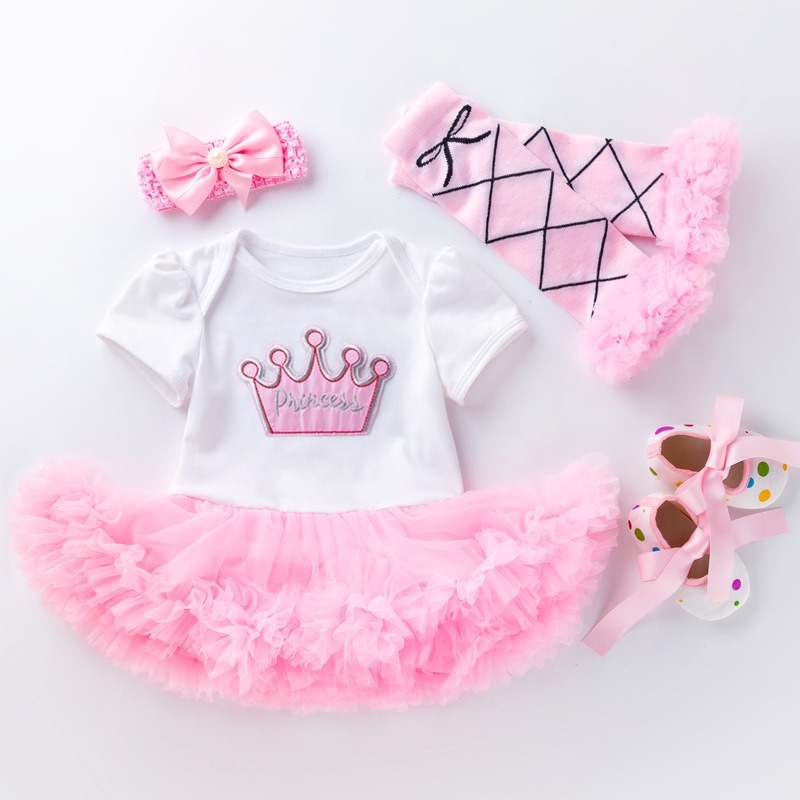 4pcs Baby Girl Tutu Dresses Set With Leg Warmers