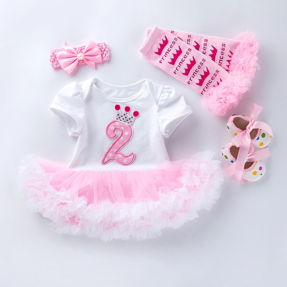 4pcs Baby Girl Tutu Dresses Set With Leg Warmers
