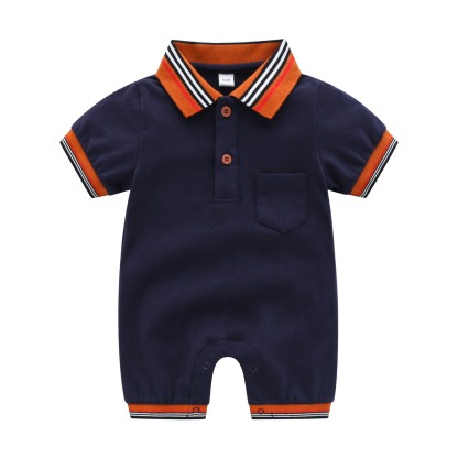 Baby Boy Short-Sleeve Button-Down Jumpsuits