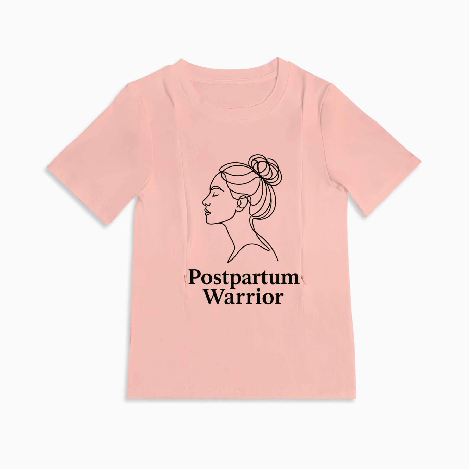 Postpartum Warrior Nursing Tee | Side Zipper for Easy Breastfeeding