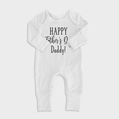 Happy Fathers Day Daddy Baby Full Length Snap Rompers