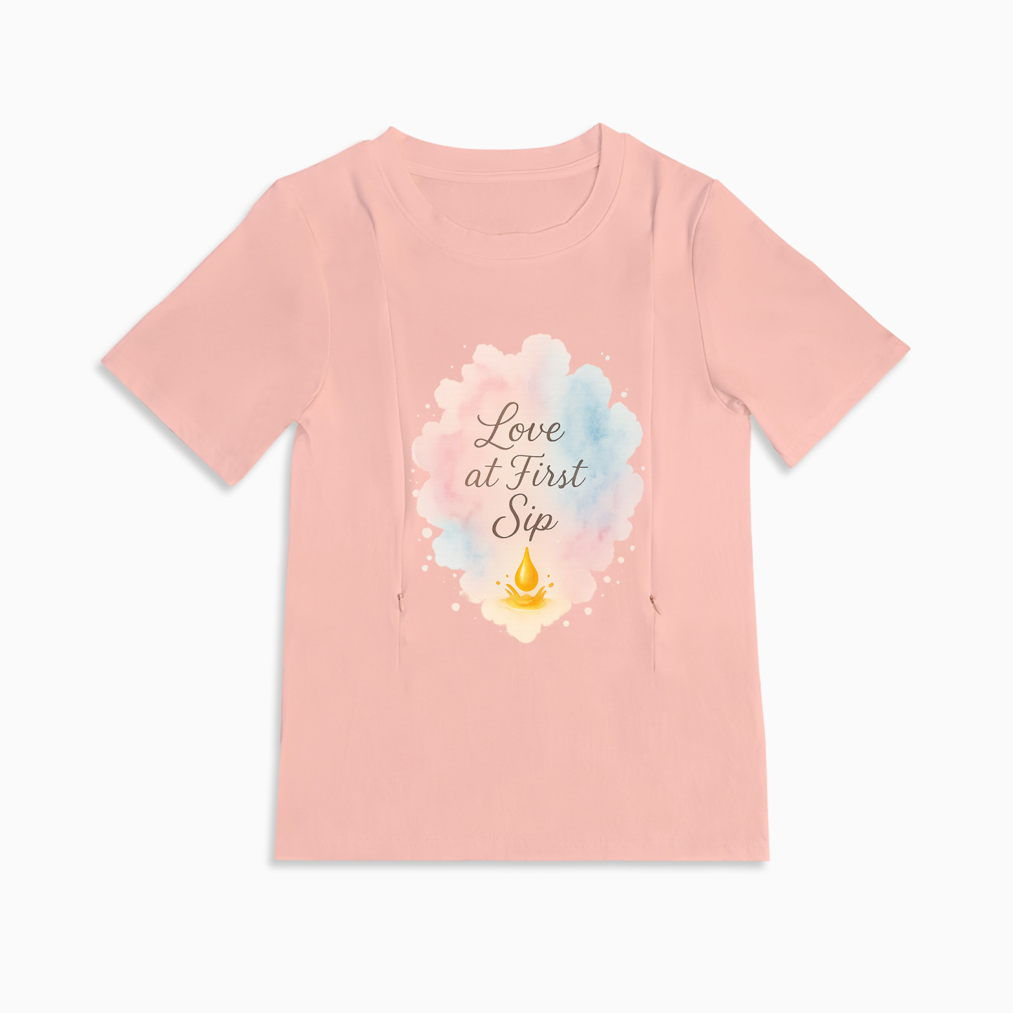 Totkeeps "Love at First Sip" Nursing Shirt | Soft Cotton & Discreet Zips