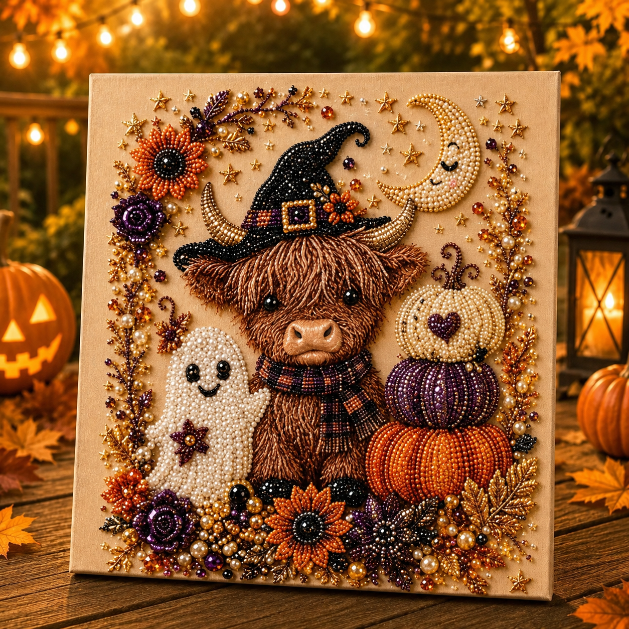 Cute Ghost Diamond Painting Kit – 3D Halloween Pearl Bead Wall Art