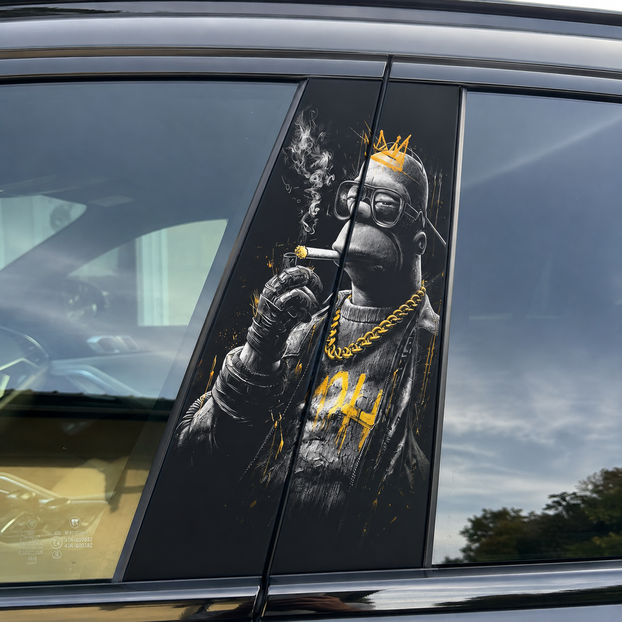 Cool King Monkey Car Pillar Wrap - Premium Vinyl B-Pillar Decal, Universal Fit
