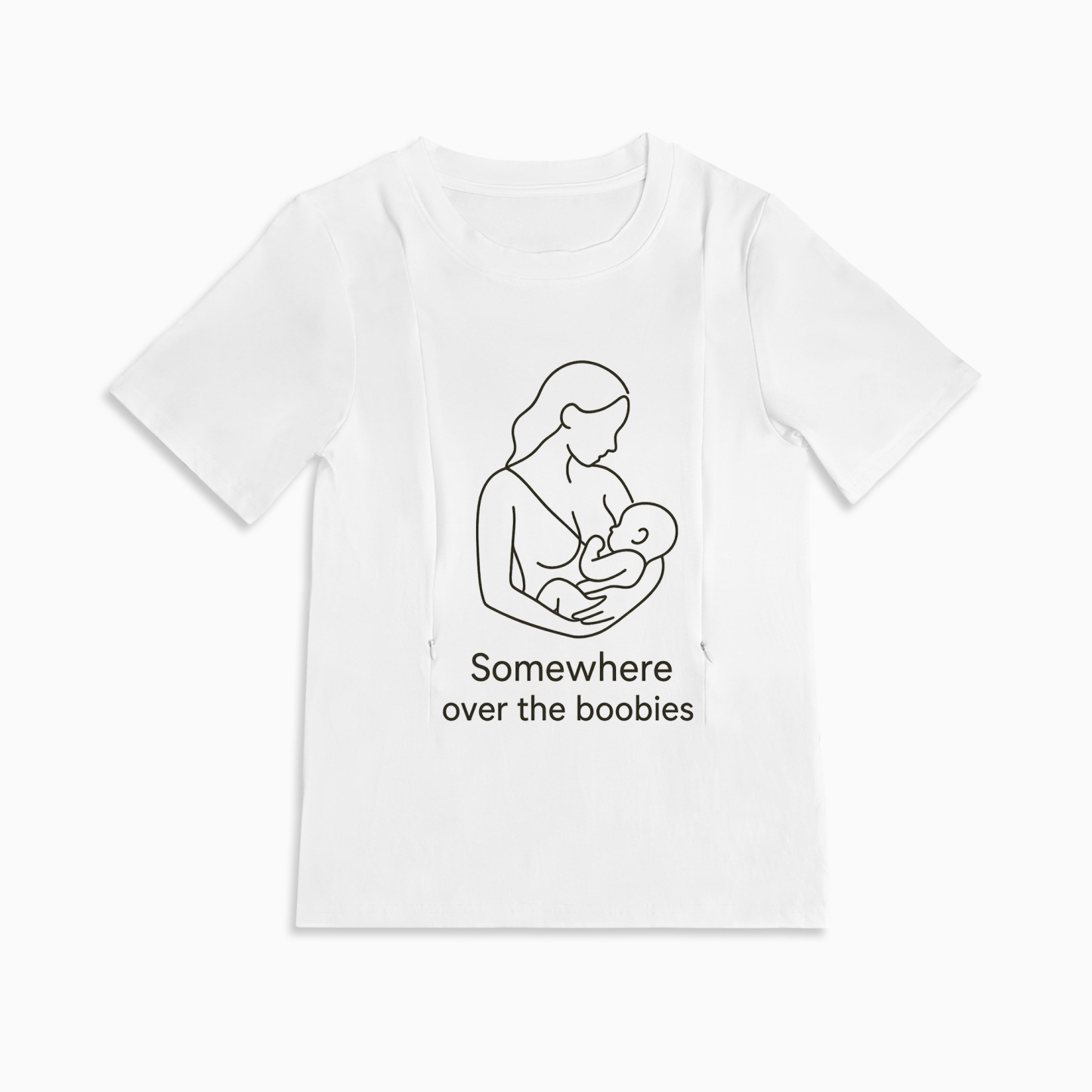 Gift for New Mom | "Somewhere Over the Boobies" Zipper Nursing Tee