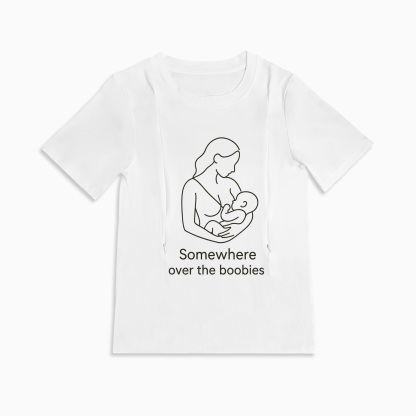 Gift for New Mom | "Somewhere Over the Boobies" Zipper Nursing Tee