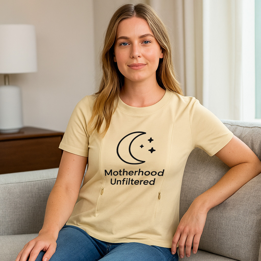 Zipper Nursing T-Shirt | "Motherhood Unfiltered" Funny  | brand