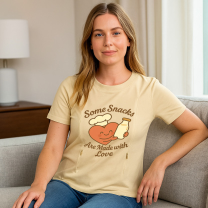 Zipper Nursing T-Shirt | "Snacks Made with Love" Slogan | brand