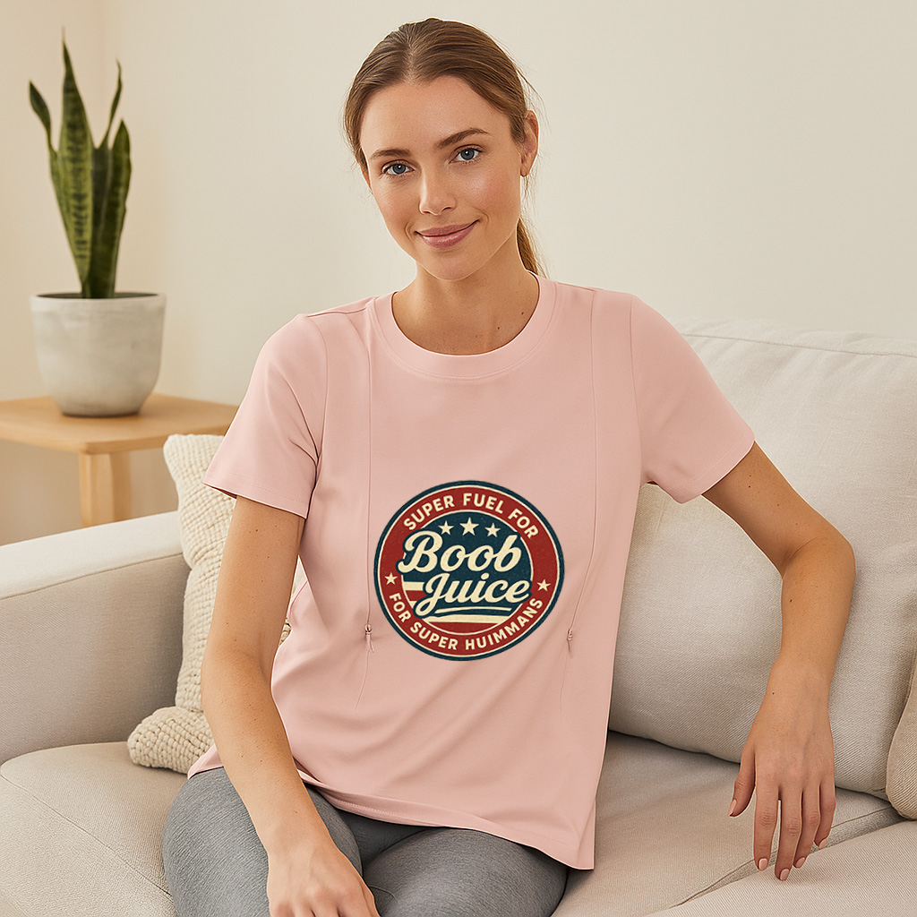 Funny Nursing Tee "Boob Juice" | Soft Cotton Shirt with | brand