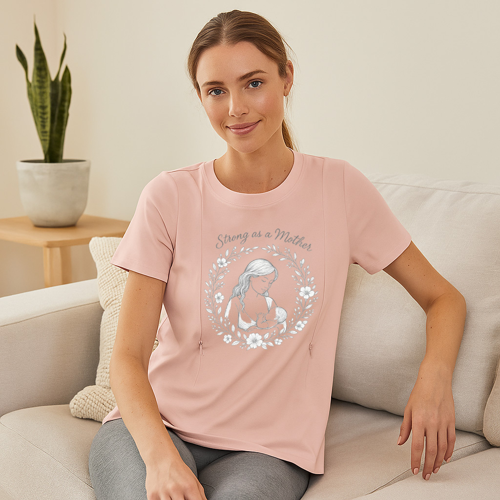 Strong as a Mother Zipper Nursing Top | Soft 95% Cotton Tee